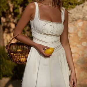 NWOT House of CB “Tiffani” white lace trim dress